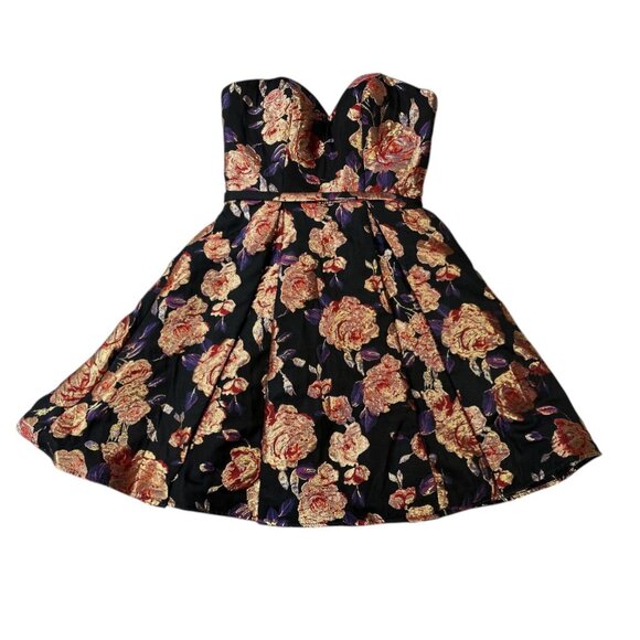 Mac Duggal Strapless Bustier Dress Floral Print Sz 2 Cocktail Elegant - Picture 2 of 13